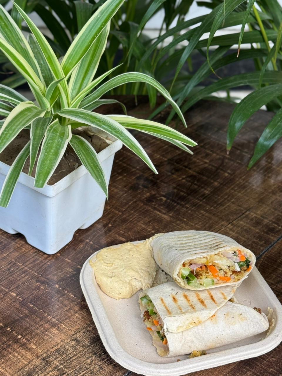 Falafel Wrap & Hummus Plate at Falafel House Jaipur