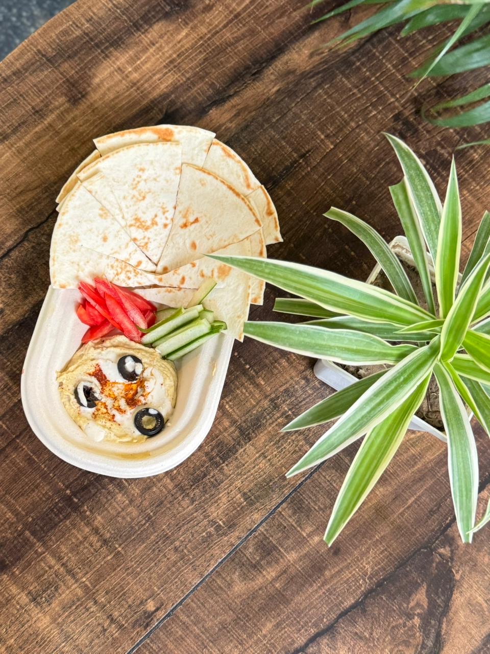 Hummus Pita Platter at Falafel House Jaipur